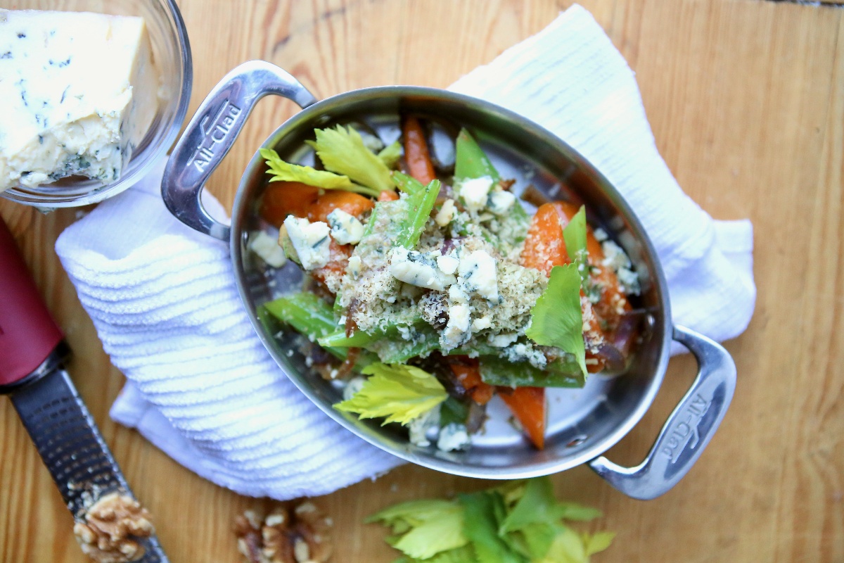 Braised Dandy® Celery and Carrots with Blue Cheese and Tarragon Dressing